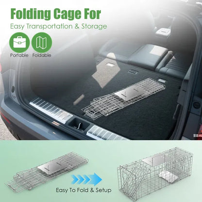 31x12x11' Heavy Duty Folding Live Animal Trap Cage Cover And Gloves Available - view 2