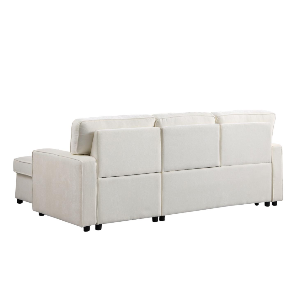 USTYLE Upholstery Sleeper Sectional Sofa With Storage Space, USB Port, 2 Cup Holders On Back Cushions - view 6