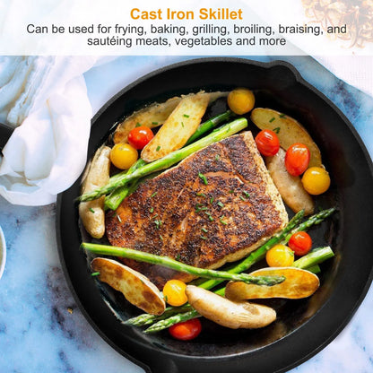 3Pcs Pre-Seasoned Cast Iron Skillet Set 6 8 10in Non-Stick Oven Safe Cookware Heat-Resistant Frying Pan - view 9