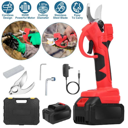 21V Electric Pruning Shears Cordless Tree Pruner Branch Cutter Gardening Scissors With 2 Pack Rechargeable Battery & - view 4