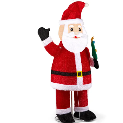 6FT Lighted Santa Christmas Yard Decorations, Pre-lit Pull Up Santa Waving Hand With 180 LED Warm White Lights - view 5