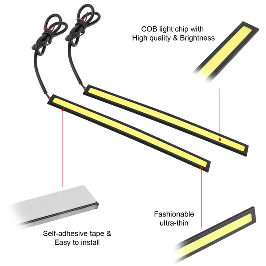 2Pcs LED Daytime Running Lights Car LED COB DRL Fog Lights IP45 Waterproof LED Strip Fog Day Driving Lamp Sticker - view 2