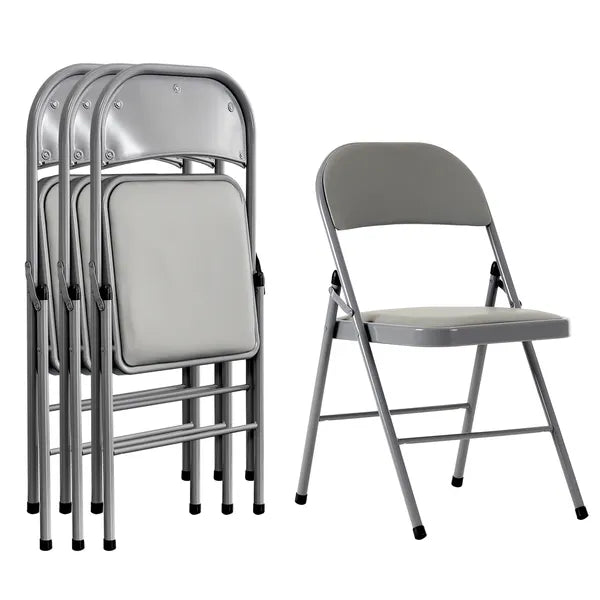 4pcs Elegant Foldable Iron & PVC Chairs For Convention & Exhibition Gray - view 5