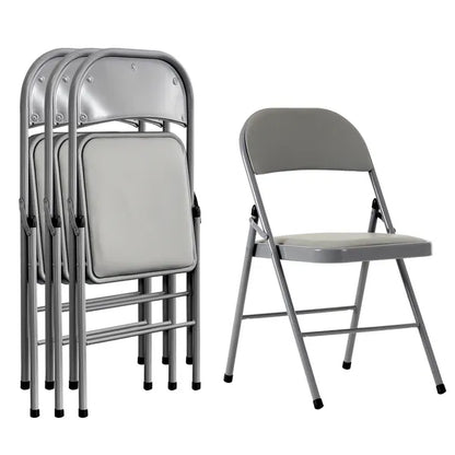 4pcs Elegant Foldable Iron & PVC Chairs For Convention & Exhibition Gray - view 5