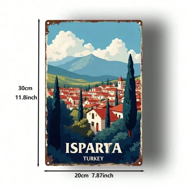Vintage Turkish Isparta Landscape Metal Sign 8x12 Inch, 2D Flat Wall Art Plaque - view 2