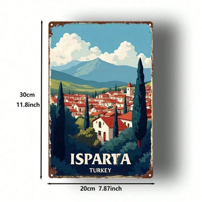 Vintage Turkish Isparta Landscape Metal Sign 8x12 Inch, 2D Flat Wall Art Plaque - view 2