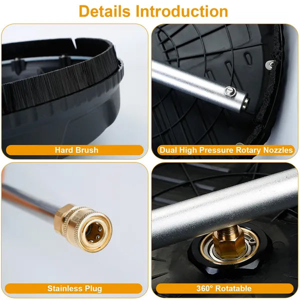 15in High Pressure Flat Surface Cleaner 4000PSI Disc Power Washer Broom - view 4