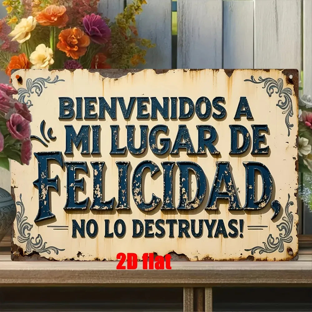 Welcome To My Happy Haven Do Not Ruin It Vintage Metal Sign Floral Rustic Wall Decor For Home Bar Cafe Man Cave - view 5