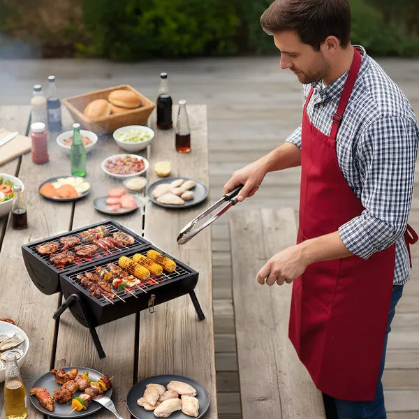 Portable Charcoal Grill Outdoor Stove, Two Side Carbon Griller For BBQ - view 3