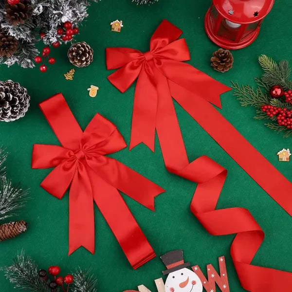 6 Pieces Christmas Door Cabinet Bows Large Christmas Red Ribbons Cabinet Door Bows For Christmas Festive Party Supplies
