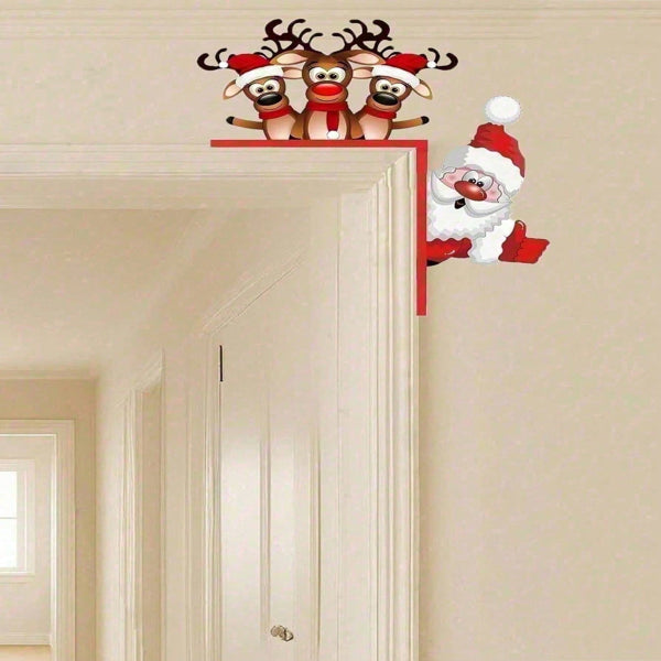 Waterproof Reindeer Christmas Door Decor Outdoor Indoor Holiday Home Decoration