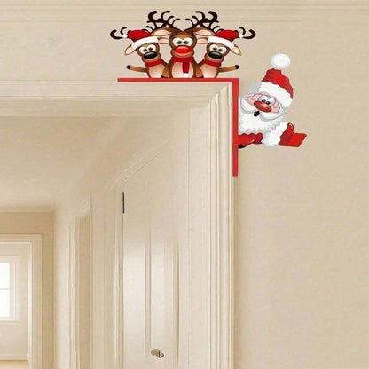 Waterproof Reindeer Christmas Door Decor Outdoor Indoor Holiday Home Decoration