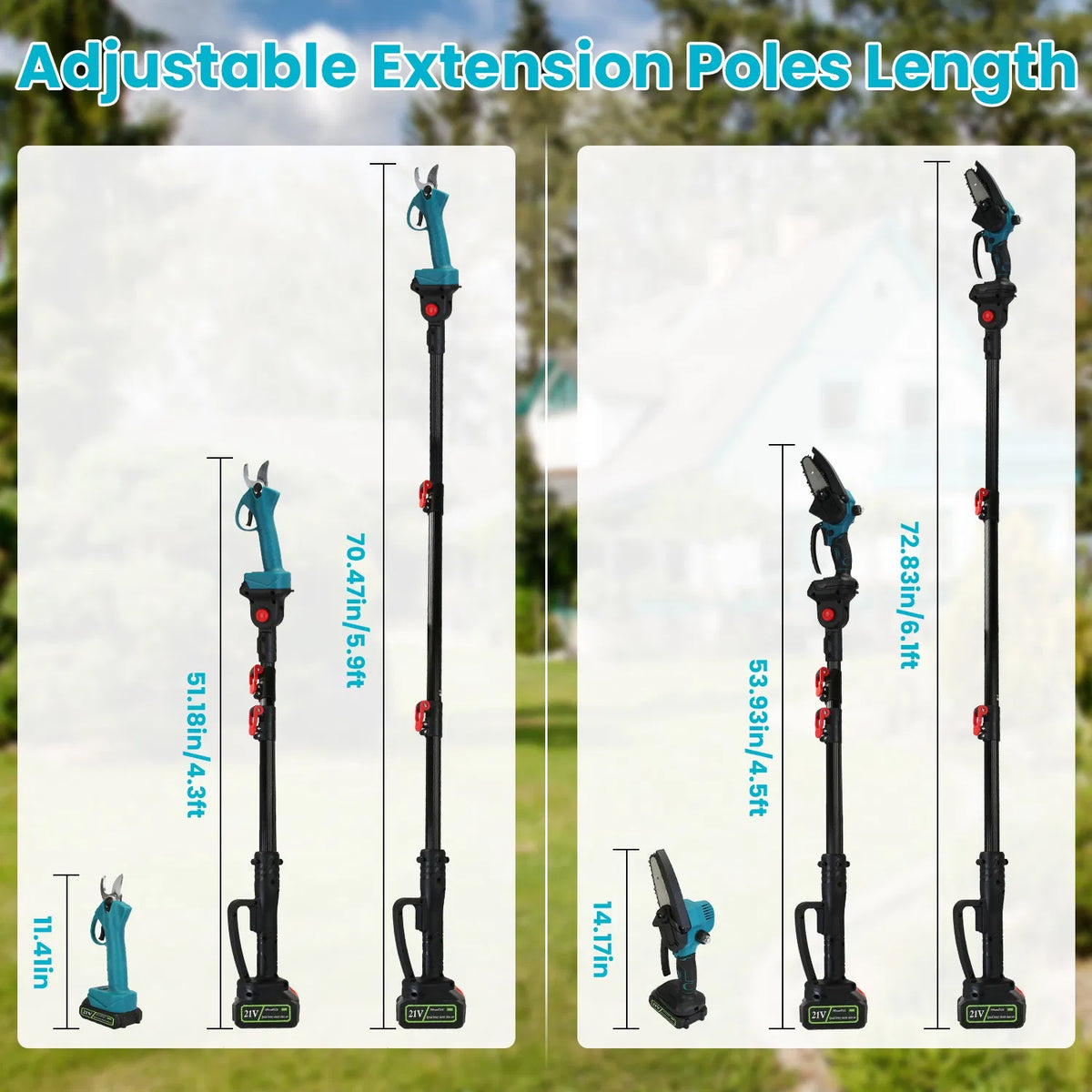 4-in-1 Pole Pruning Shears, Electric Pruning Shears & Pole Saws For Tree Trimming With 7 Adjustable Head Angles - view 6