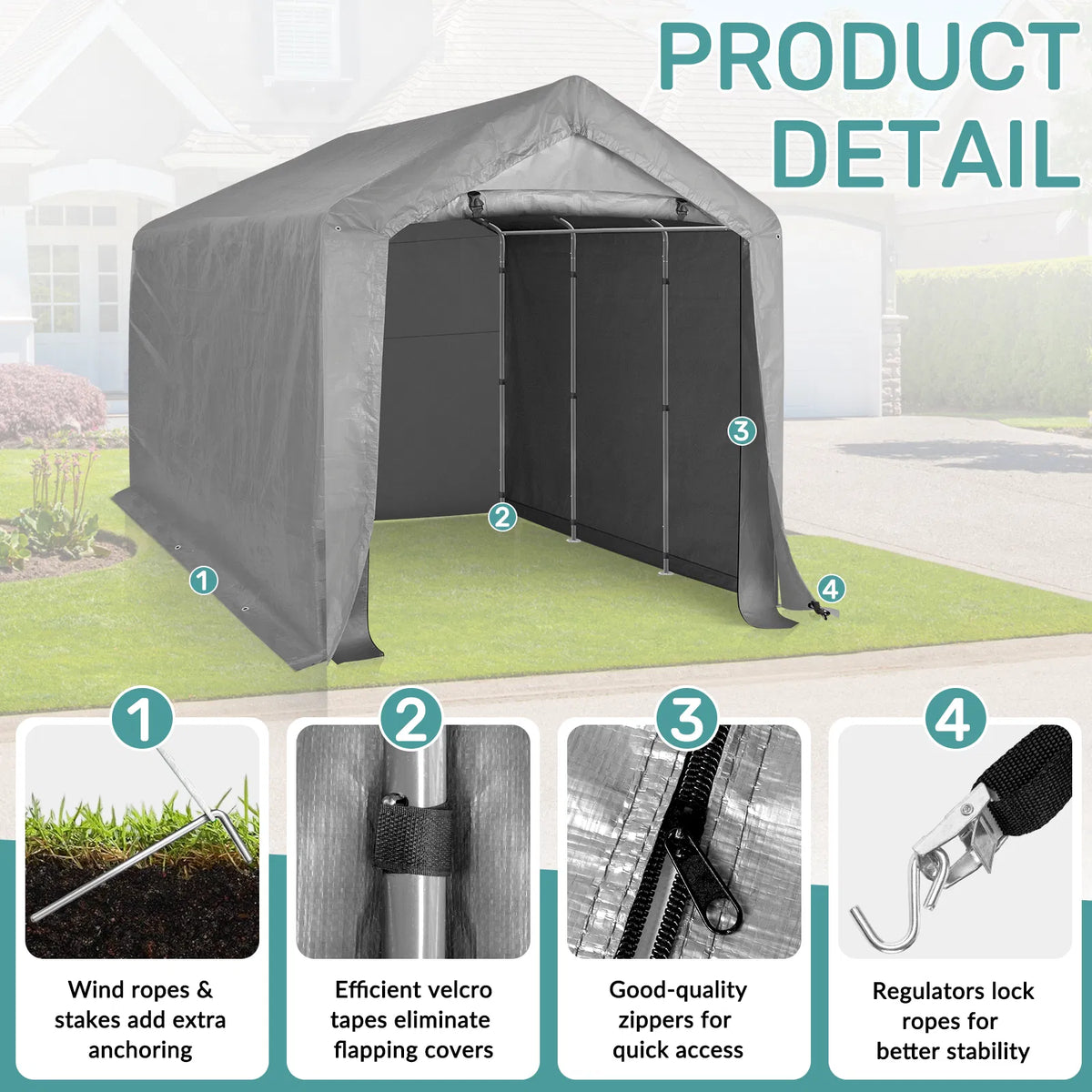 8' X 12' outdoor storage shelter shed - view 4