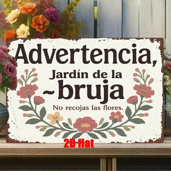Spanish Witch 2D Flat Metal Wall Art Sign, Vintage Waterproof Rustproof Metal Plaque 7.8X11.8 Inch