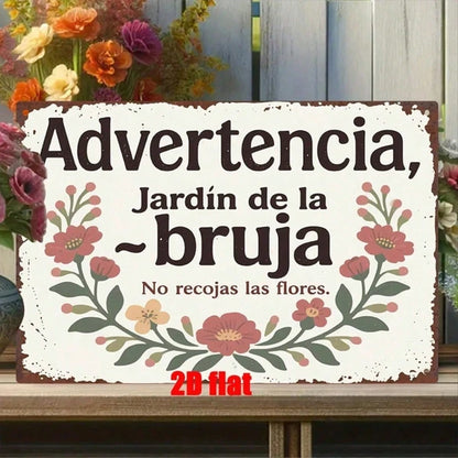 Spanish Witch 2D Flat Metal Wall Art Sign, Vintage Waterproof Rustproof Metal Plaque 7.8X11.8 Inch