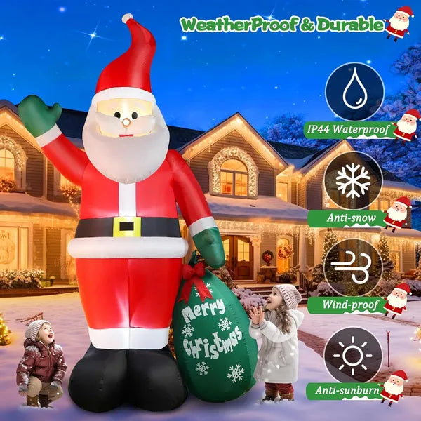 10 FT Christmas Inflatable Santa Claus Outdoor Decor For Yard, Giant Blow Up Santa Decoration With Big Gift Bag - view 2