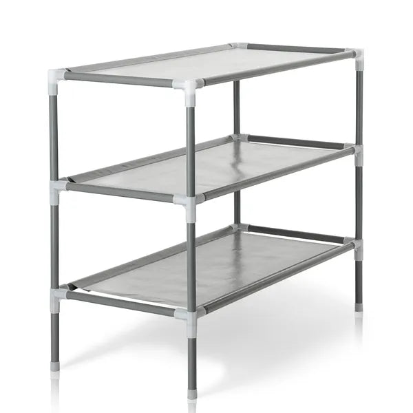 Simple Assembly 3 Tiers Non-woven Fabric Shoe Rack Gray - view 4