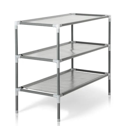 Simple Assembly 3 Tiers Non-woven Fabric Shoe Rack Gray - view 4