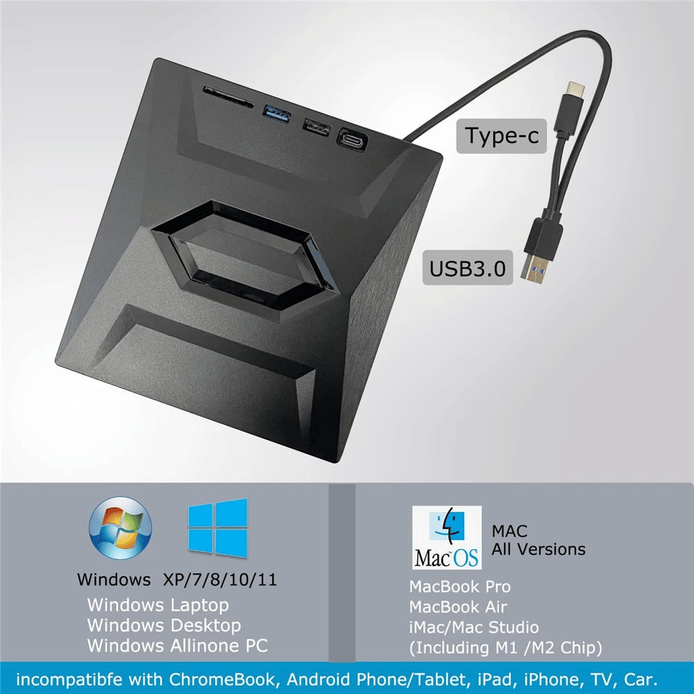 External CD DVD Drive USB 3.0 Writer Burner Player For PC Laptop Windows 11 10 - view 2