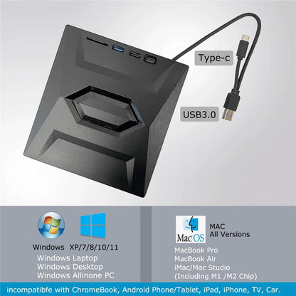 External CD DVD Drive USB 3.0 Writer Burner Player For PC Laptop Windows 11 10 - view 2