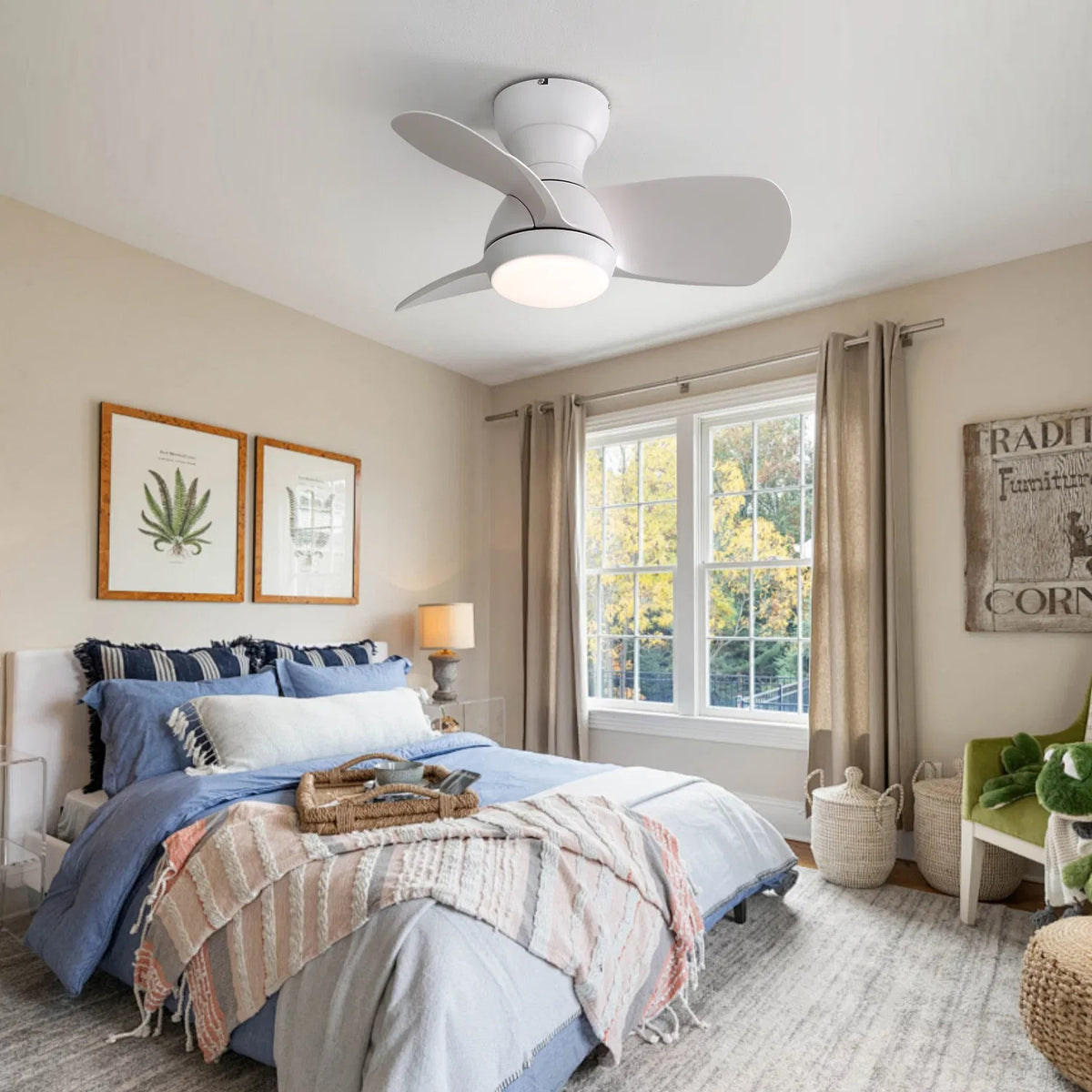 23 Inch Indoor Ceiling Fan With 3 Color Dimmable 3 ABS Blades Remote Control Reversible DC Motor White With 18W Led - view 7