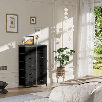 Bedside Table For Bedroom With 10 Fabric Drawers Storage Cabinet Steel Frame Closet For Clothes Storage Display Cabinet - view 3