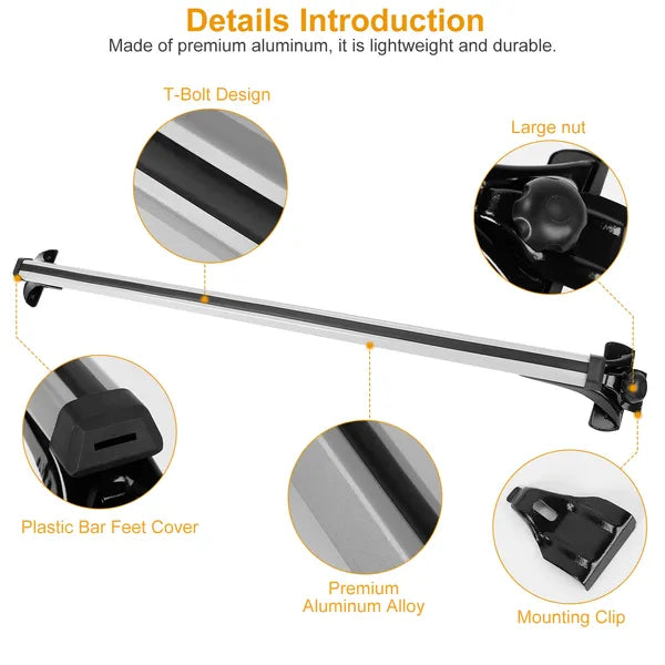 47.24in Universal Top Roof Rack Cross Bar Cargo Carrier Aluminum Crossbar Rack With 165LBS Capacity Fit For Most - view 5