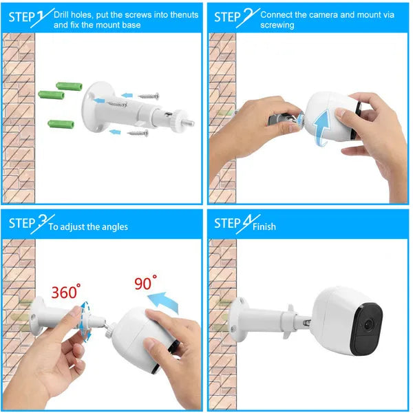 3 Packs Security Camera Wall Mount For Arlo 360 Degree Adjustable Camera Holder Garden Patio Screw Mount - view 3