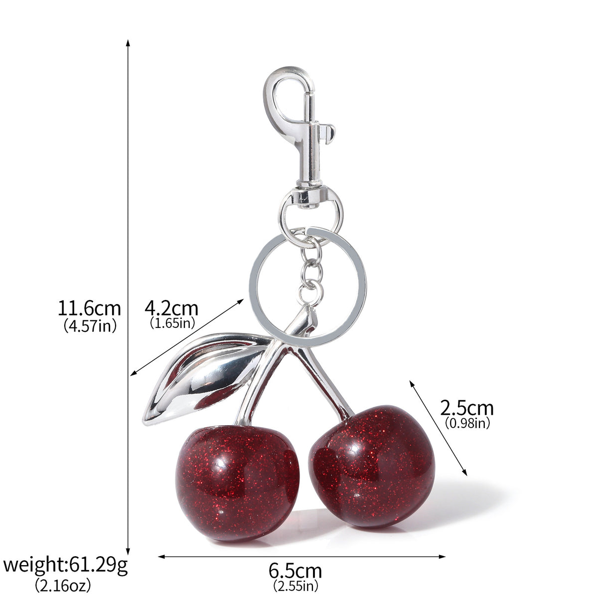A Pair Of Red Cherry Crystal Bag Glitter Keychain - view 10
