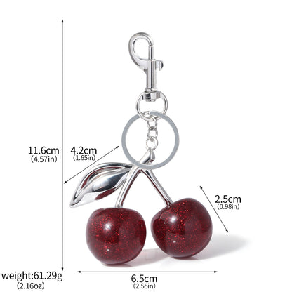 A Pair Of Red Cherry Crystal Bag Glitter Keychain - view 10
