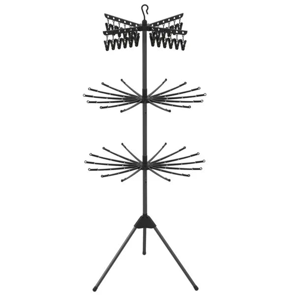 3-Tier Foldable Tripod Clothes Drying Rack With 24 Clips & 32 Rods, 70" Space Saving Laundry Dryer - view 2