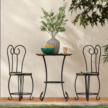 Modern Style 3 Piece Coffee Table Set Round Coffee Table With 2 Round Back Chairs - view 4