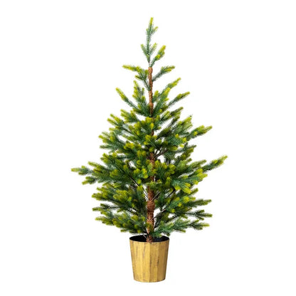2 Pack 4 FT Dual Tone Artificial Christmas Tree With Pot Stand, Potted Xmas Pine Tree With 119 Branch Tips For Holiday