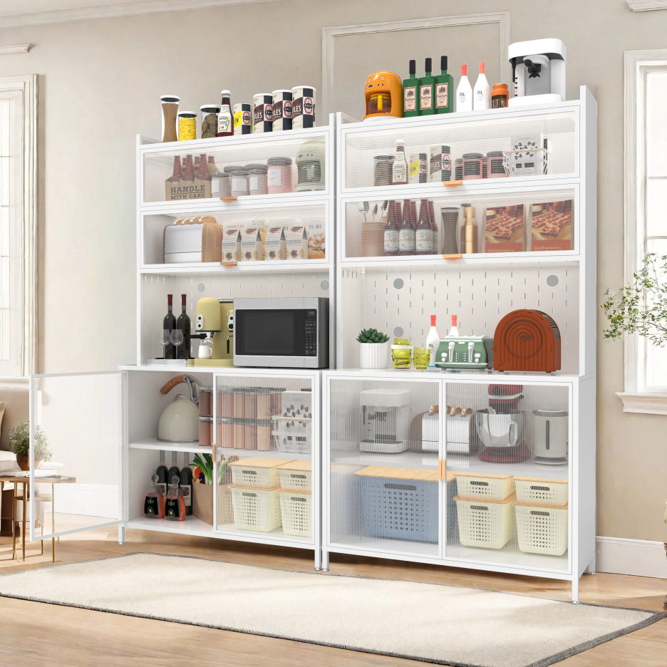 73'' Tall Kitchen Pantry Cabinet, 6 Level Flip Door With Pegboard Metal Pantry Storage Cabinet - view 10