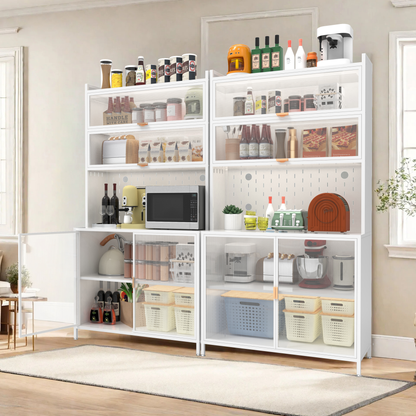 73'' Tall Kitchen Pantry Cabinet, 6 Level Flip Door With Pegboard Metal Pantry Storage Cabinet - view 10