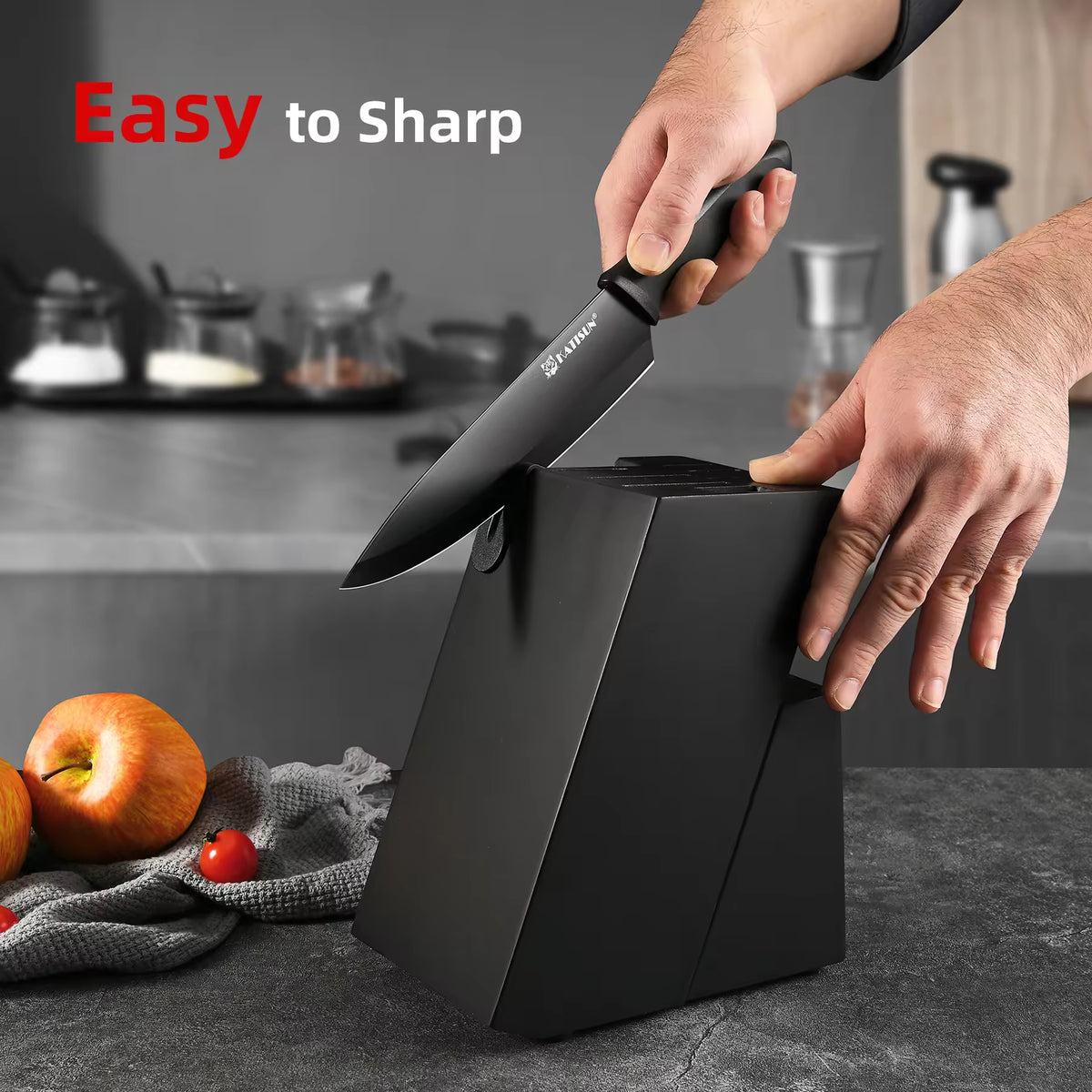 15-Piece Color-Coded Kitchen Knife Set With High-Carbon Chef Knives, Ergonomic Black Non-Slip TPR Soft Handles - view 2