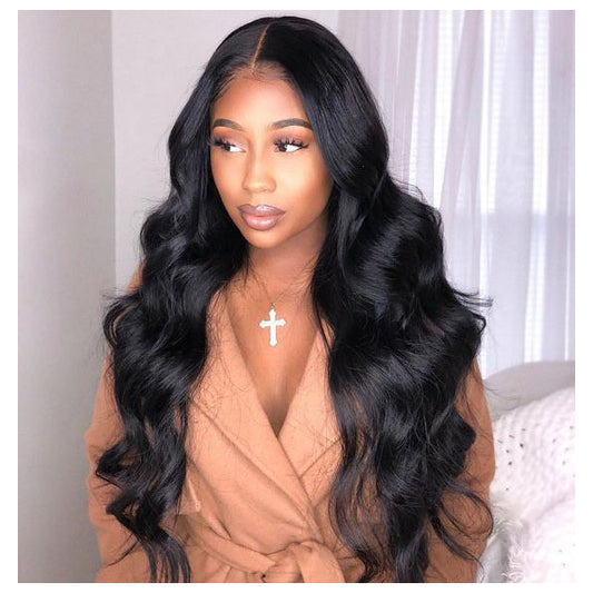 13x5 Lace Front Body Wave Middle Part Human Hair Wig Natural Color Density