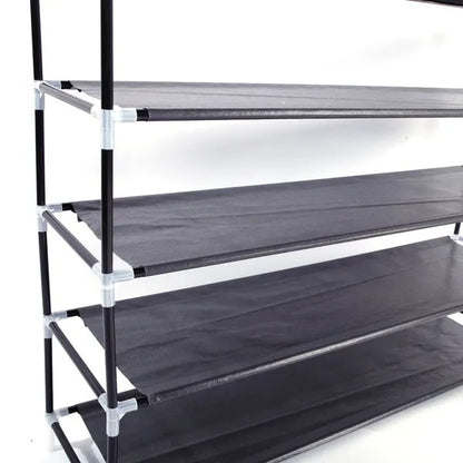Simple Assembly 5 Tiers Non-woven Fabric Shoe Rack With Handle Black RT - view 2