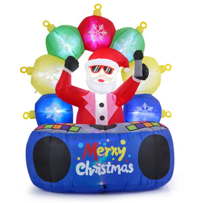 6ft Xmas Inflatable DJ Santa - RGB LED Orbs Music Mute Mode Stakes/Ropes Quick Setup Outdoor Party Decor - view 4