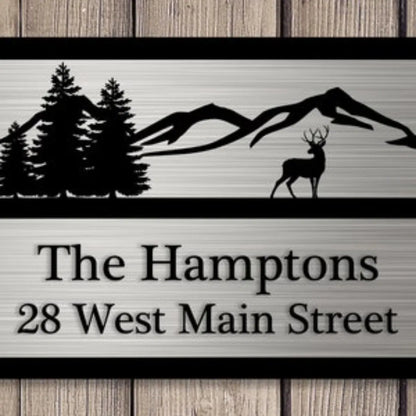 Custom Metal House Address Sign Deer Mountain Artwork Yard Number Plaque - view 5