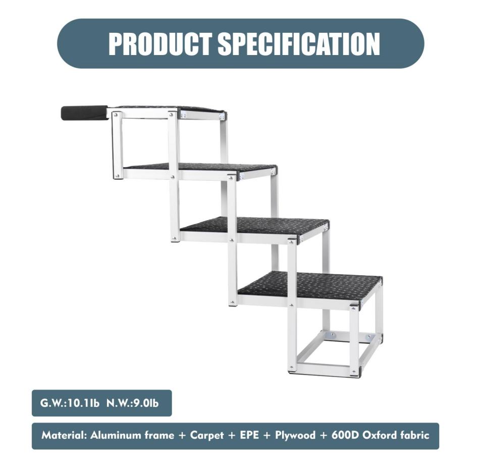 Foldable Dog Ramp For Cars, SUVs, Trucks, Portable Pet Dog Stairs For Large Dogs With Non-Slip Surface & Reinforced - view 3