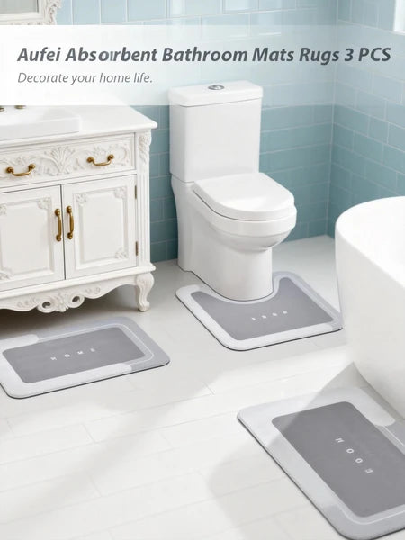 3PCS Absorbent Bath Mat Magic Rug Sets, Quick Drying Bath Mat Non-Slip Floor Rug Rubber Backed For Bathroom Kitchen - view 4