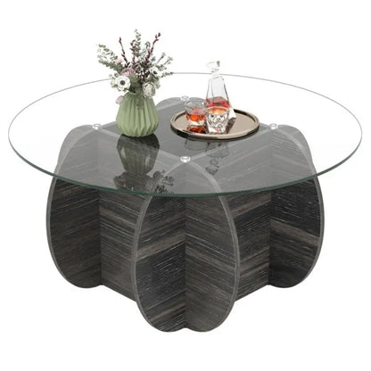 Sturdy Wooden Cocktail Table - Rubber Wood/Plywood/MDF Frame, 220lbs Capacity, Cross-Shaped Base - view 2