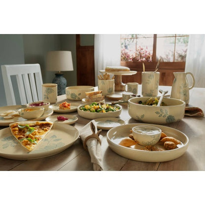 Off-White Round Ceramic Printed Dinner Plate Elegant Dining Plate For Every Meal- Dia