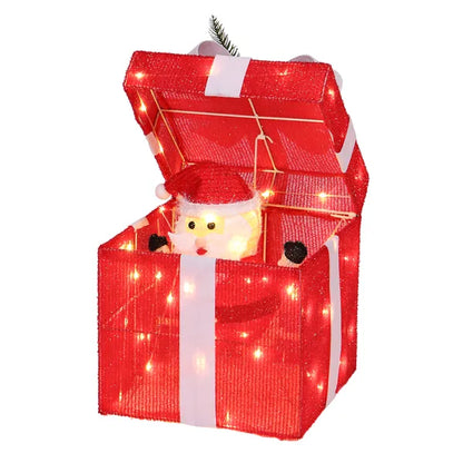 12in Motorized Pop-up Gift Box With Santa, Outdoor Christmas Decorations With Motor & 60 LED Lights - view 2