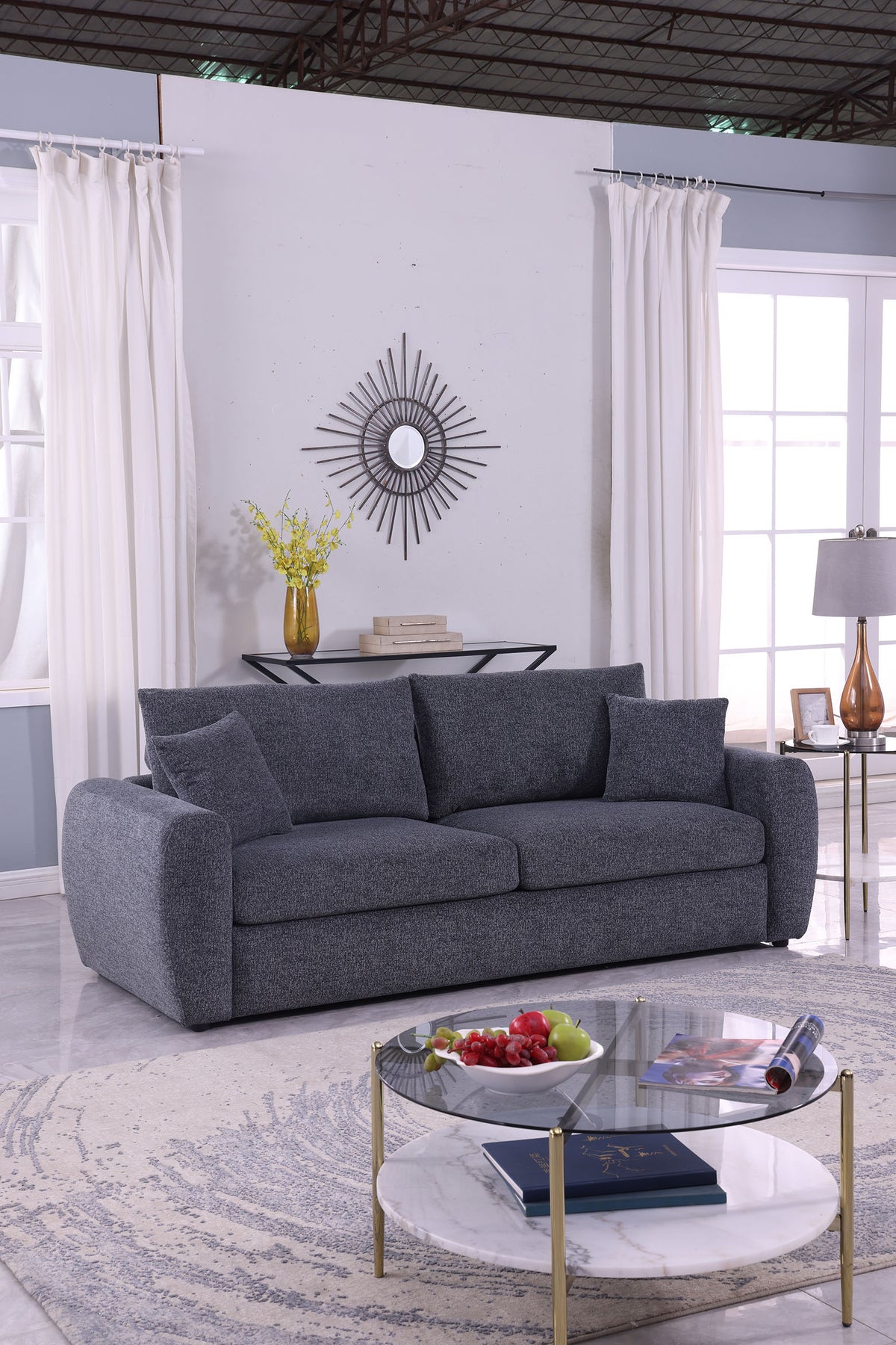 Modern Minimalist Comfortable Fabric GREY Sofa - view 9