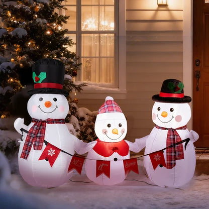 6.2FT Lighted Christmas Inflatable Decoration, Inflatable Snowman Family With Bunting - view 4