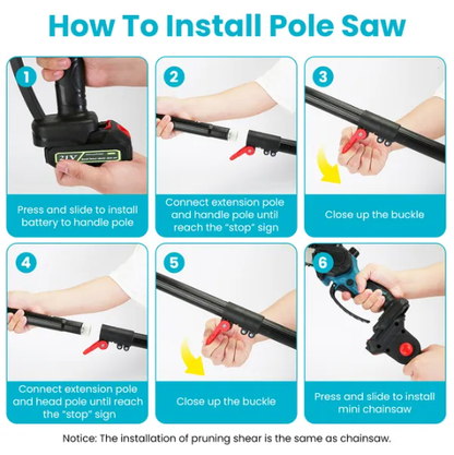 4 In 1 Cordless Pruning Shear And Electric Chainsaw With Max 5.5FT Extension Poles 4' 6' Pole Saw SK5 Blade Brushless - view 6