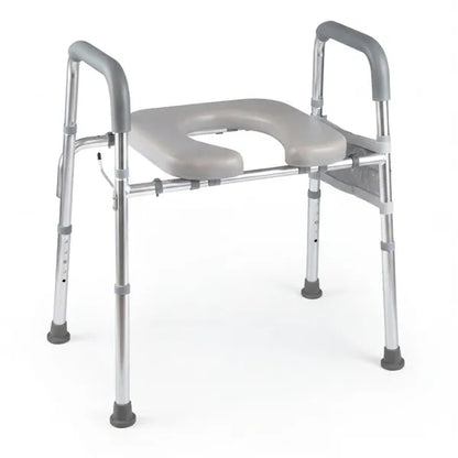 Adjustable Raised Toilet Seat (25.5"-28" Width X 27"-31" Height), 300LBS Capacity With Armrests & Storage Pouch - view 5